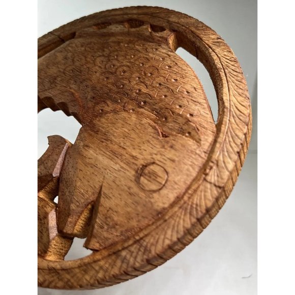 SMALL Handmade Wooden Fish Trivet - with Flaws - Made in India - Picture 14 of 16